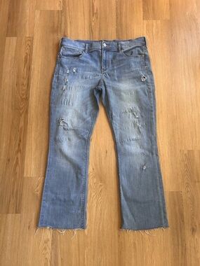 Express Light Wash Distressed Flare Jeans